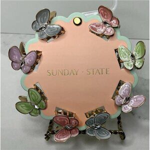 Sunday State 8 Mini Hair Clips Bling GOLD COLORED BUTTERFLIES Metal New